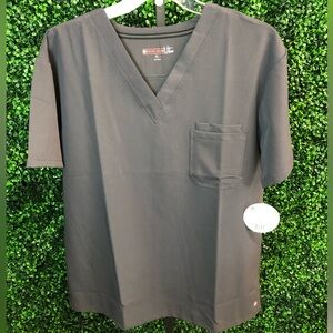 NWT White Cross Mens Charcoal Grey V Neck Scrub Top Size XL